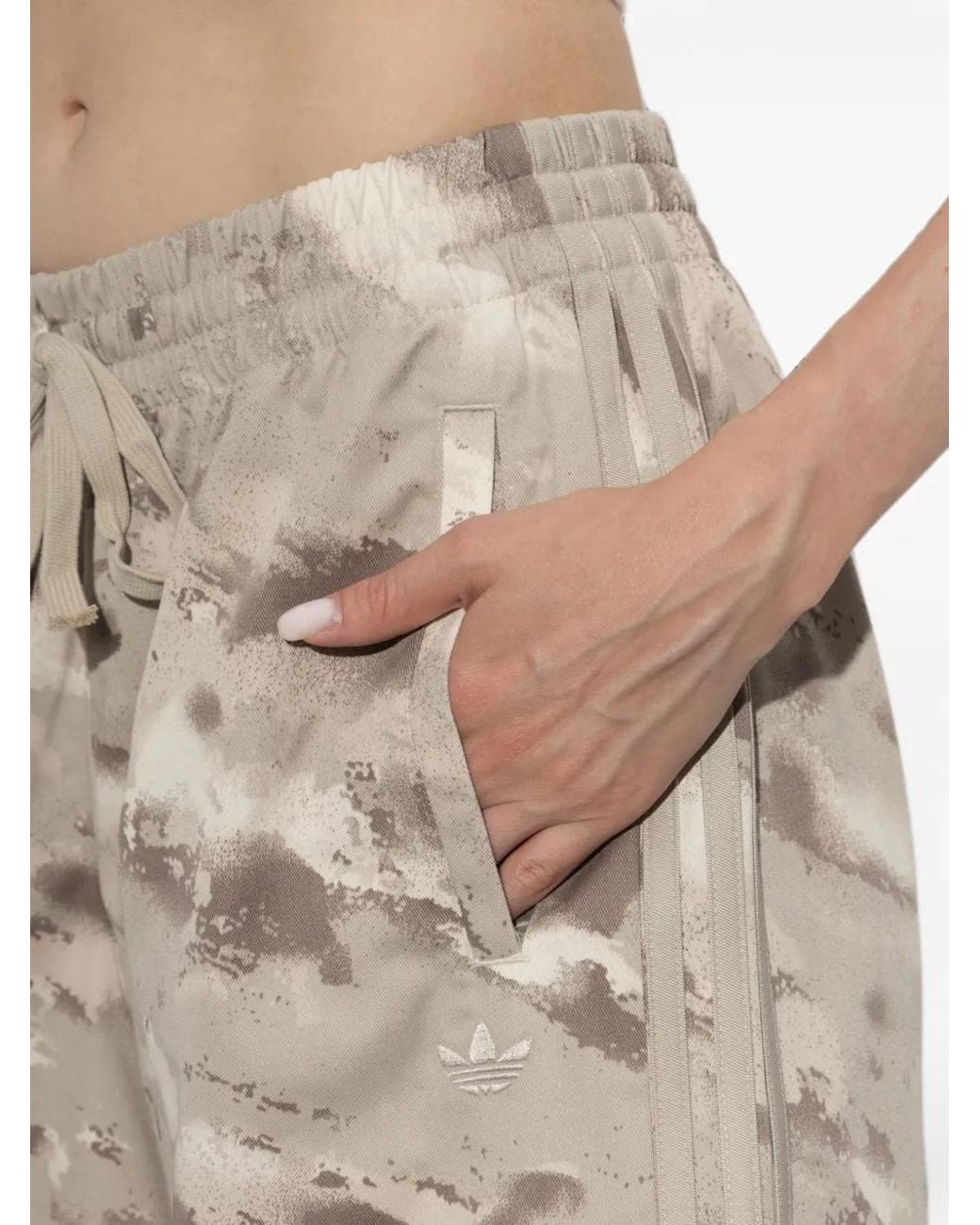 Adidas Natural Abstract-Print Logo-Embroidered Shorts