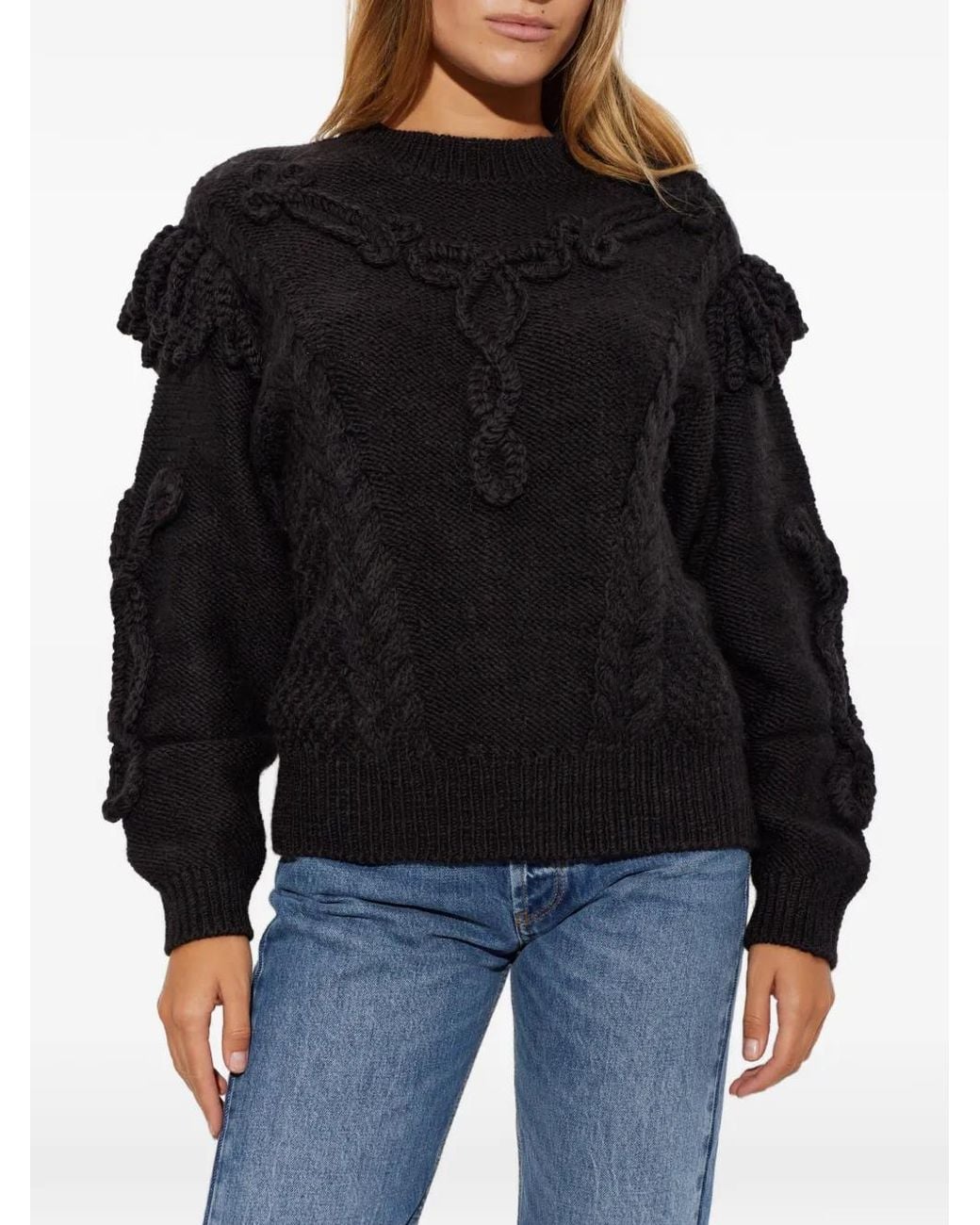 Isabel Marant Black Pull Katria En Maille Torsadée