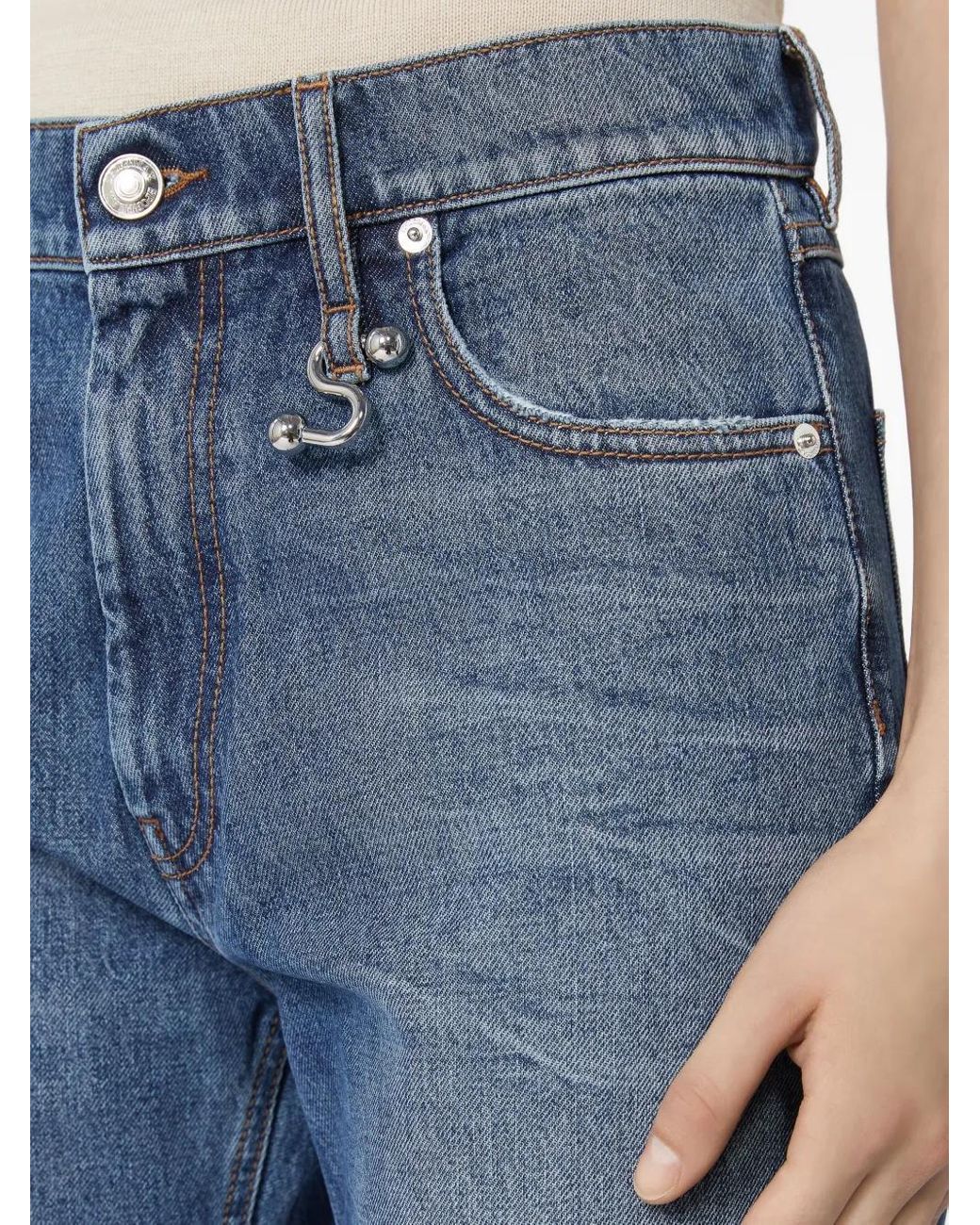 Sportmax Blue Vintage Straight Leg Jeans With Custom Details