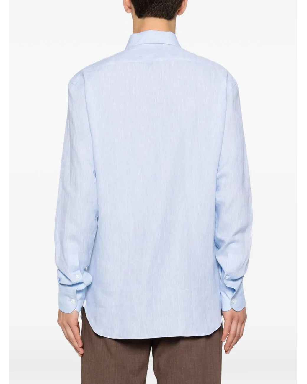 Zegna Blue Chemise Boutonnée À Manches Longues for men