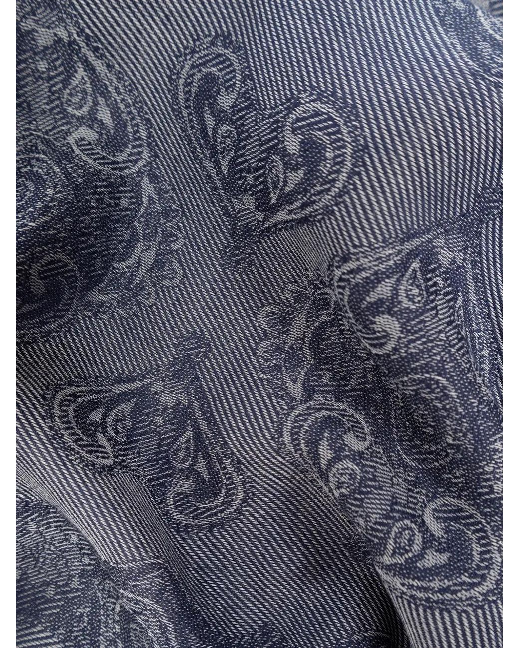 Sciarpa Con Frange E Stampa Paisley di Etro in Blue