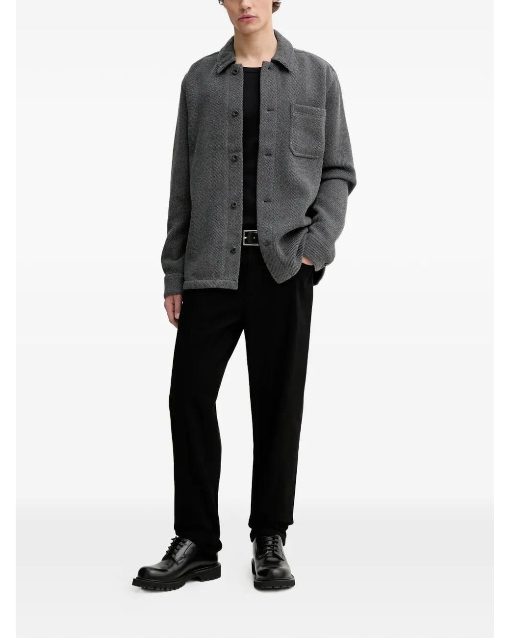 Les Deux Gray Hamilton Button-Front Overshirt for men