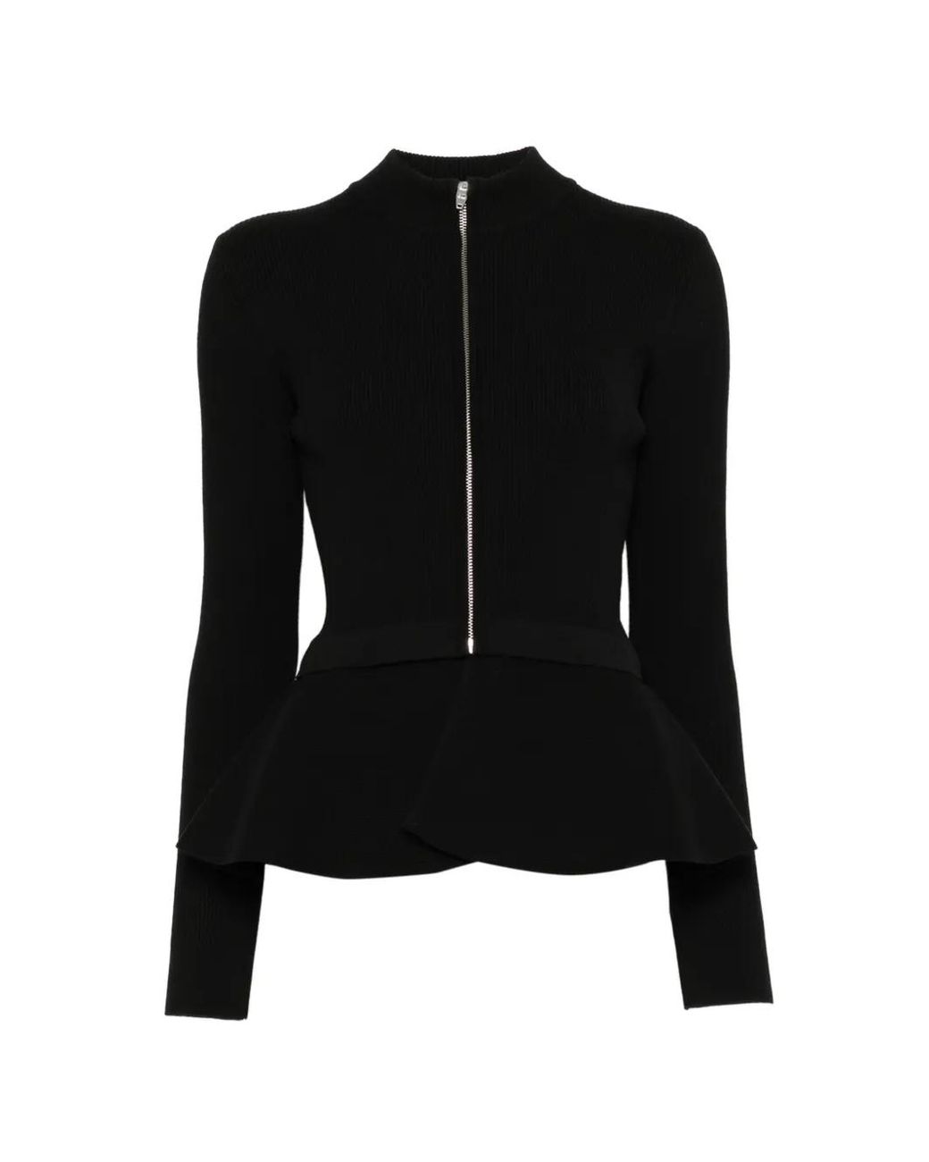 Juun.J Black Ribbed Peplum Cardigan