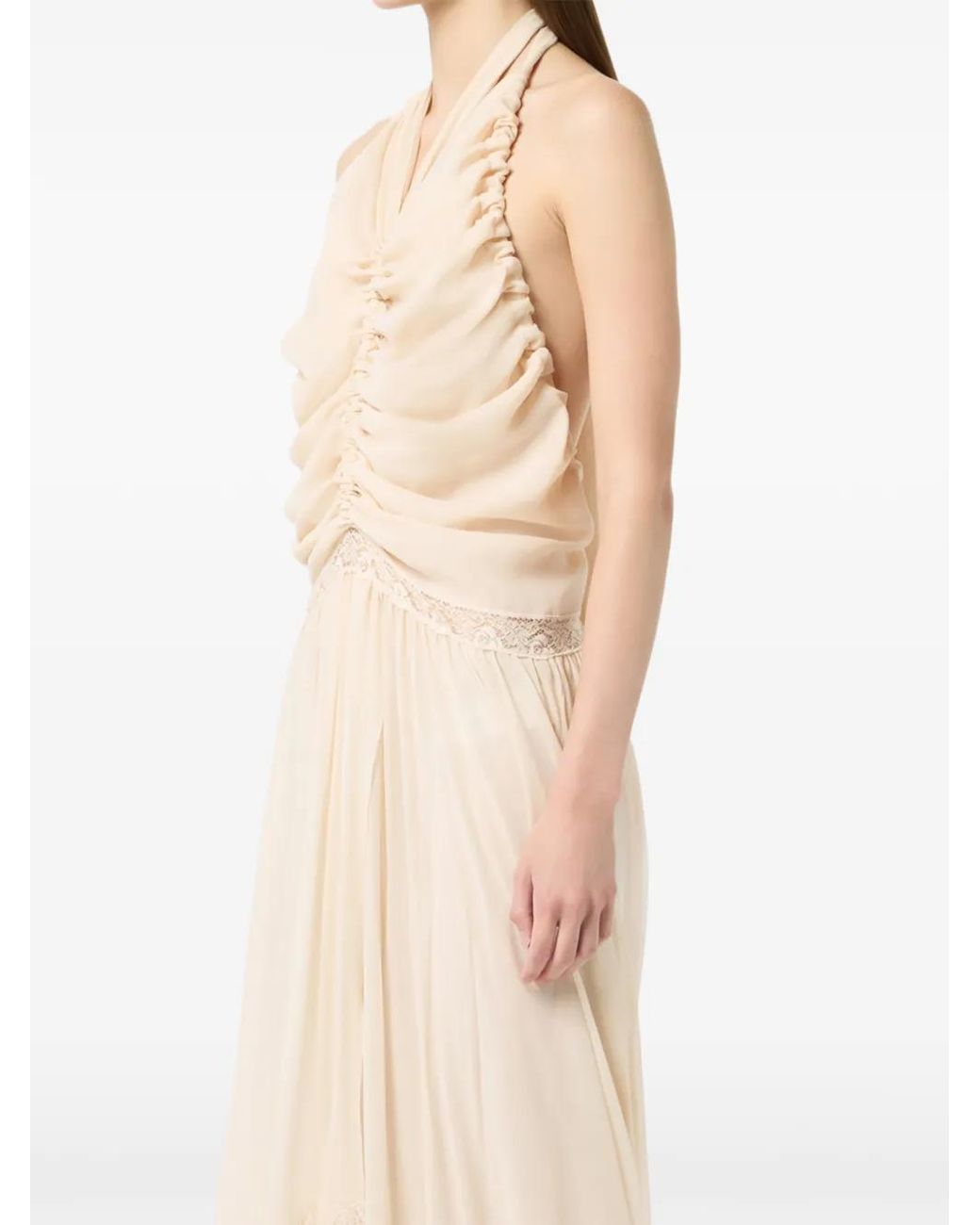 Blumarine White Georgette Maxi Dress