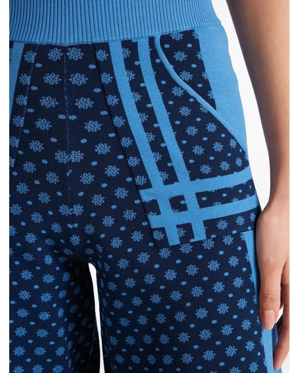 Temperley London Blue Ditzie Floral-Print Trousers