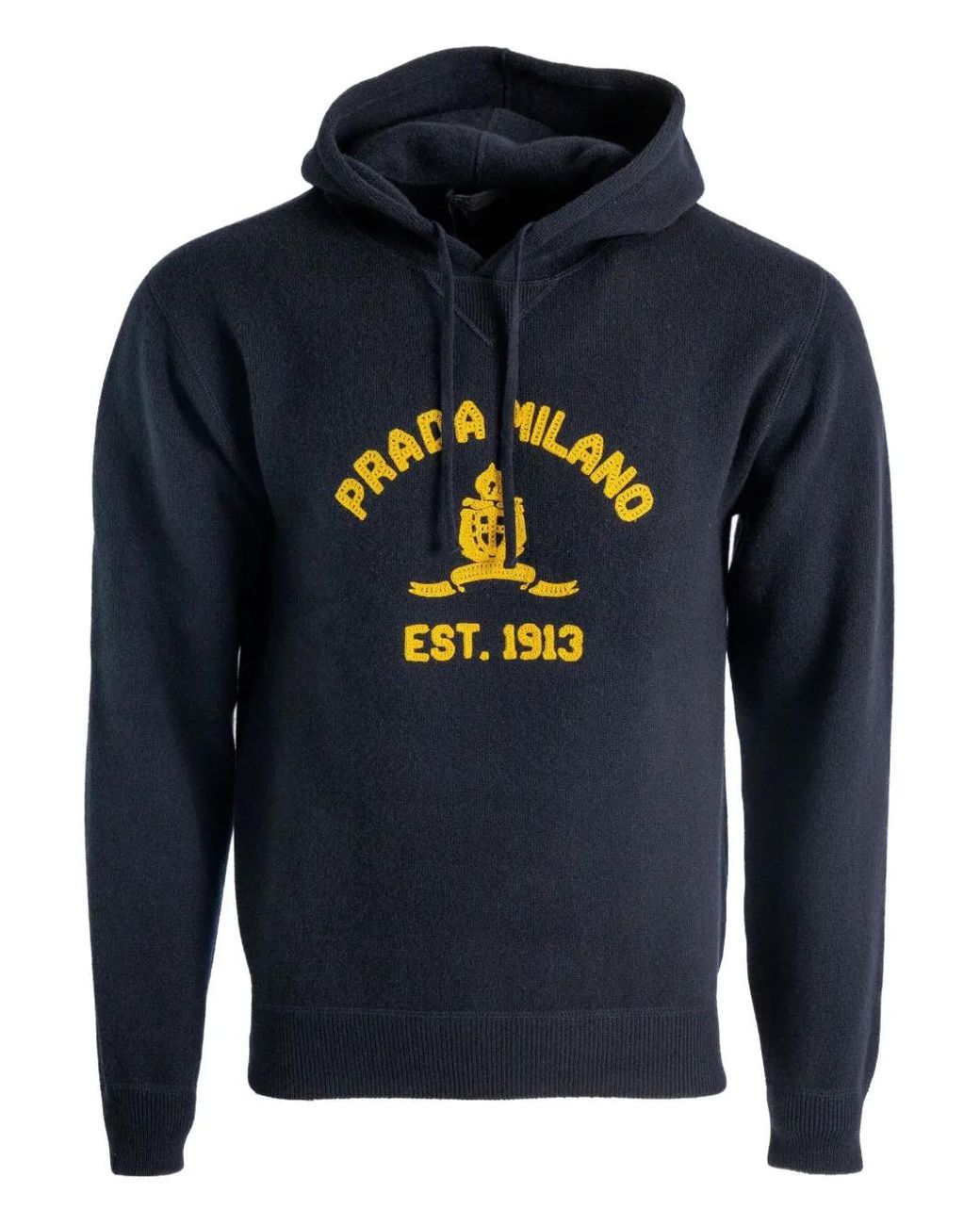 Prada Blue Logo-Embroidered Hoodie for men