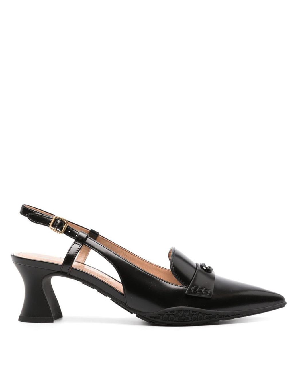 COACH Nikola 57mm Leather Slingback Pumps in Black Lyst