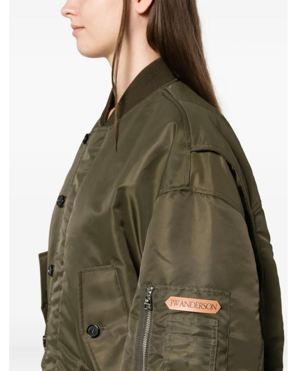 J.W. Anderson Green Oversized Tipped-Hem Bomber Jacket
