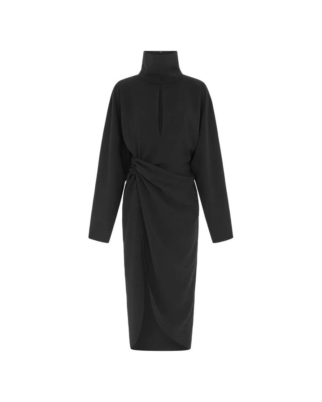 16Arlington Black Mis Knot-Detail Midi Dress