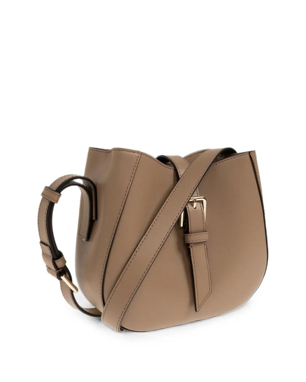Furla Brown Mini Dora Buckle-Strap Leather Shoulder Bag
