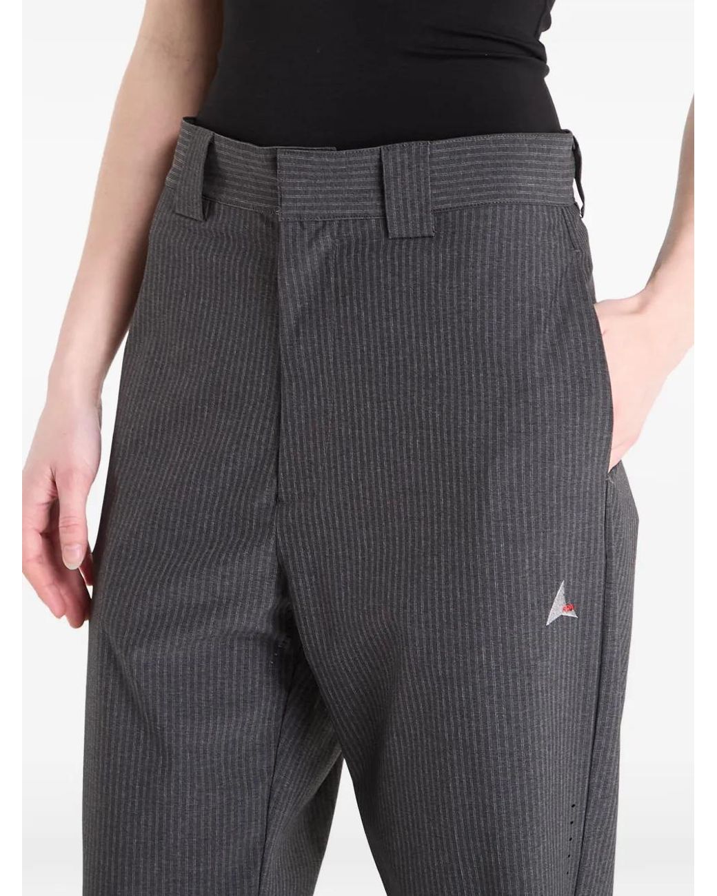 Roa Gray Pinstripe Logo Trousers