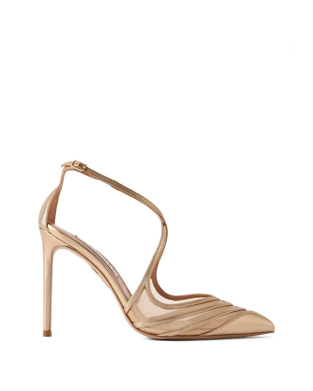 Aquazzura Pink T-Strap Leather Pumps