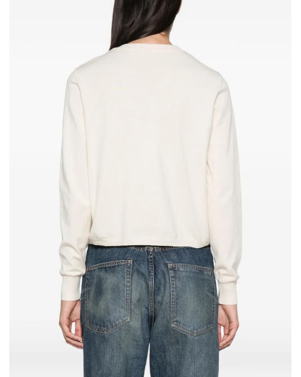 Please White Button-Up Crew-Neck Cardigan