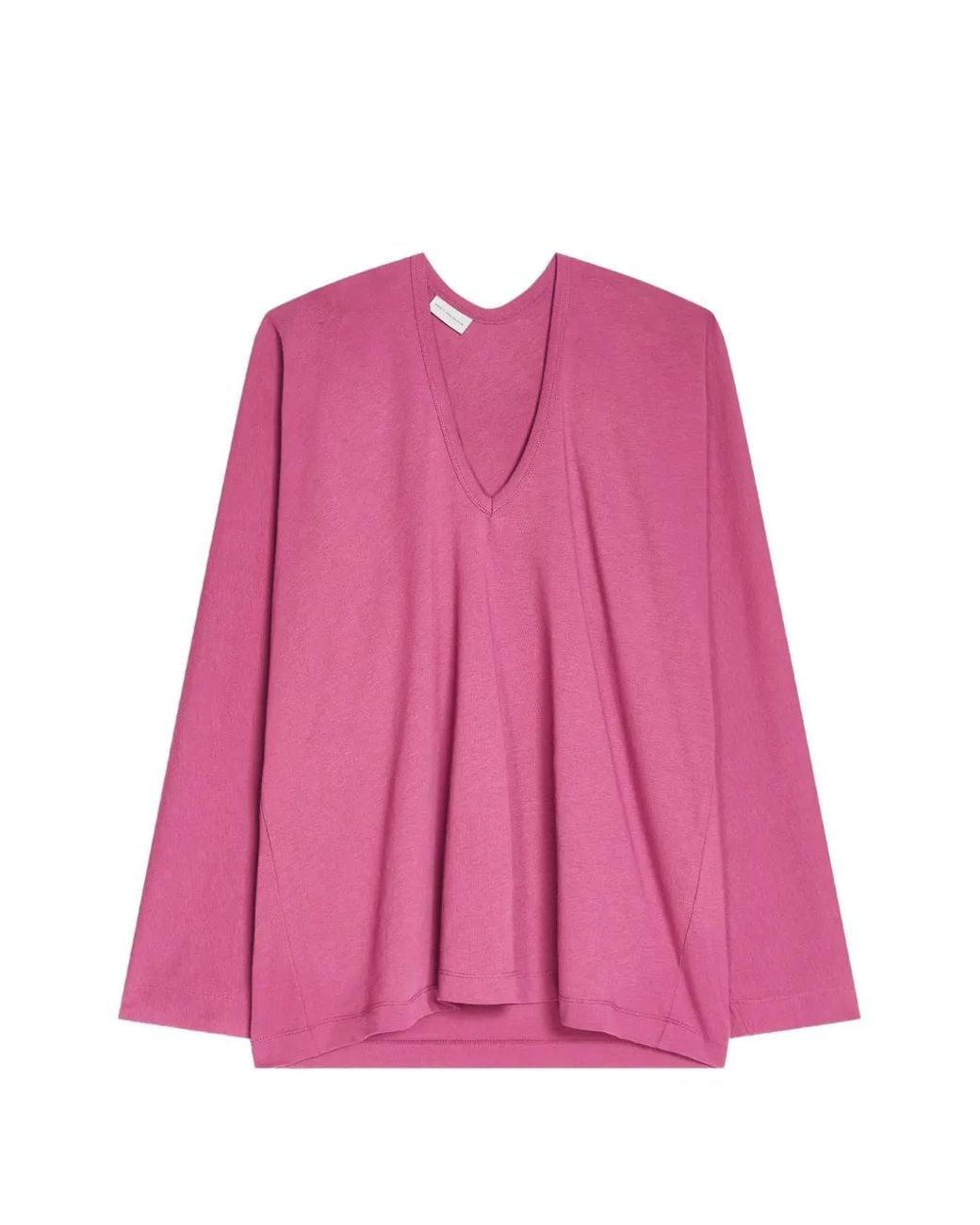 Dries Van Noten Pink Long Sleeve Cotton T-Shirt