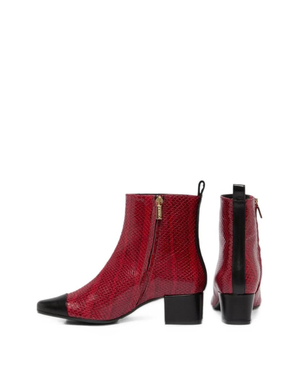 CAREL PARIS Red Estime Python-Effect Ankle Boots