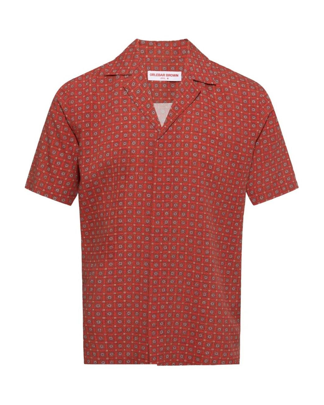Orlebar Brown Red Maitan Geometric-Print Shirt for men