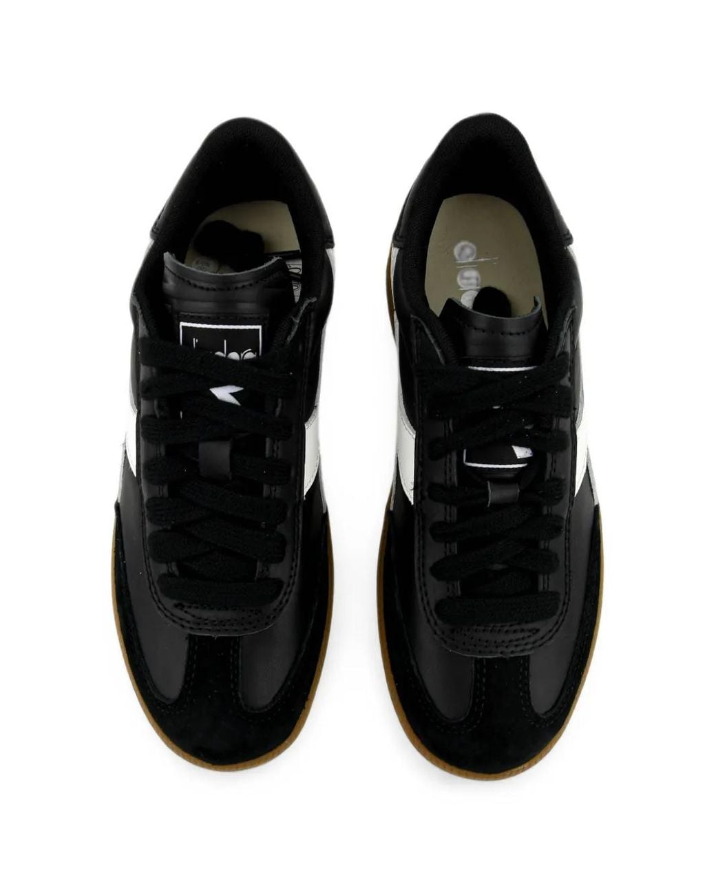Diadora Black Leather Panelled Sneakers