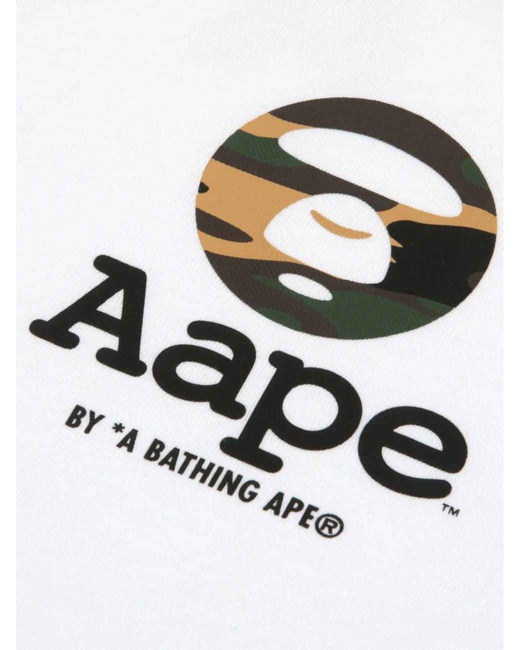 Aape By A Bathing Ape White Camouflage-Print Logo-Print T-Shirt for men