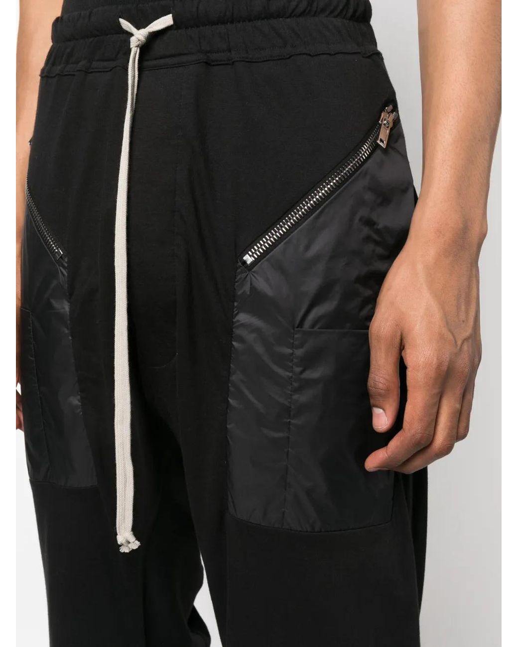 Rick Owens Black Drawstring Drop-Crotch Trousers for men