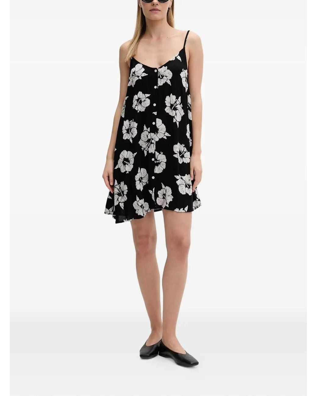 Rip Curl Black Robe Courte Party Pack Boutonnée À Fleurs
