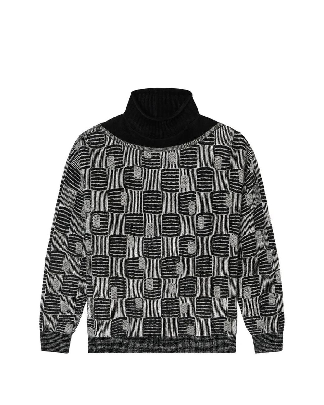 Giorgio Armani Black Turtleneck Patterned Sweater for men