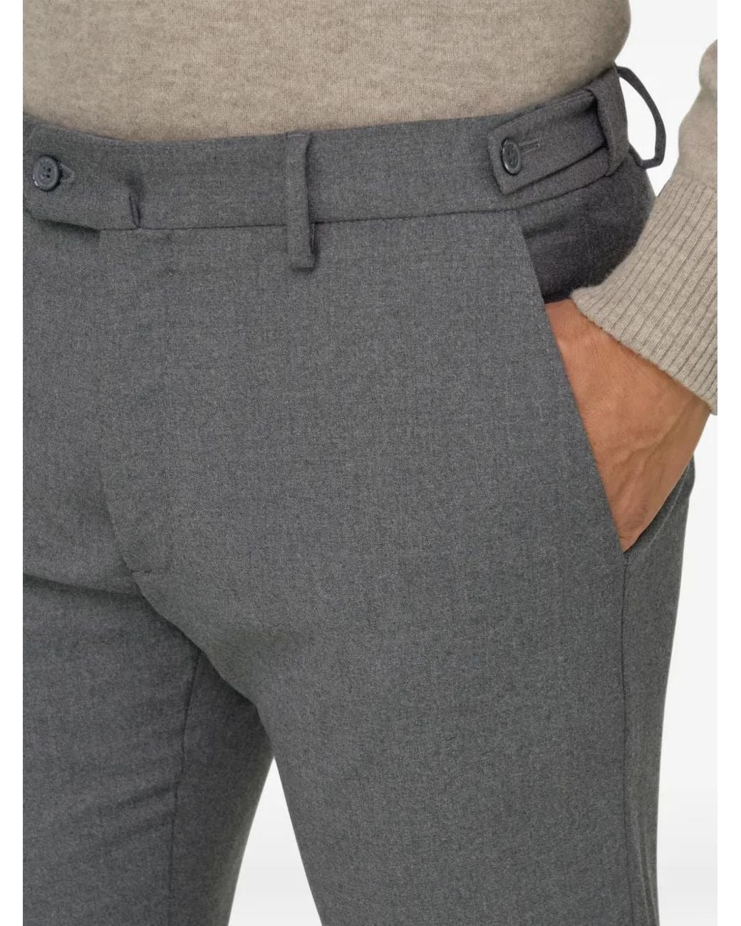 Boggi Gray Stretch Flannel Trousers for men