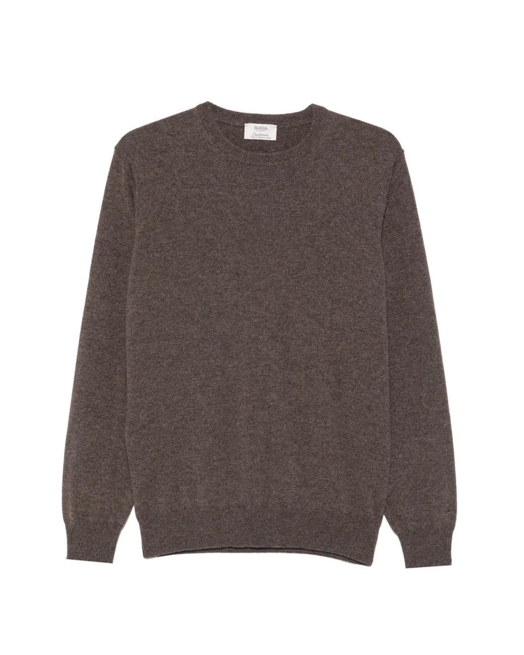 Barba Napoli Brown Cashmere Crew-Neck Sweater for men