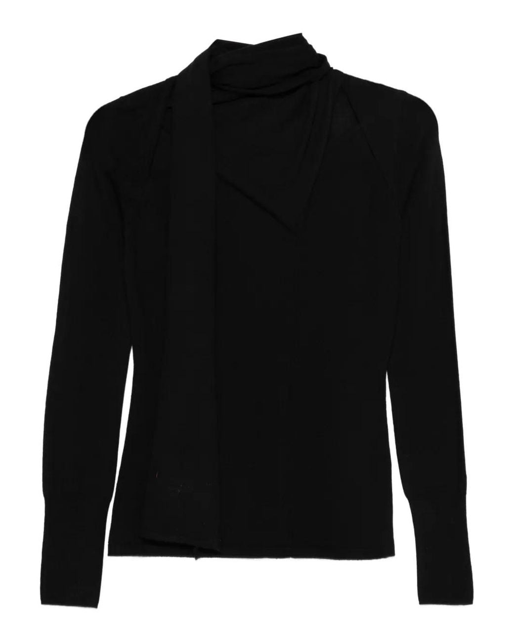 Mark Kenly Domino Tan Black Scarf-Detail Sweater