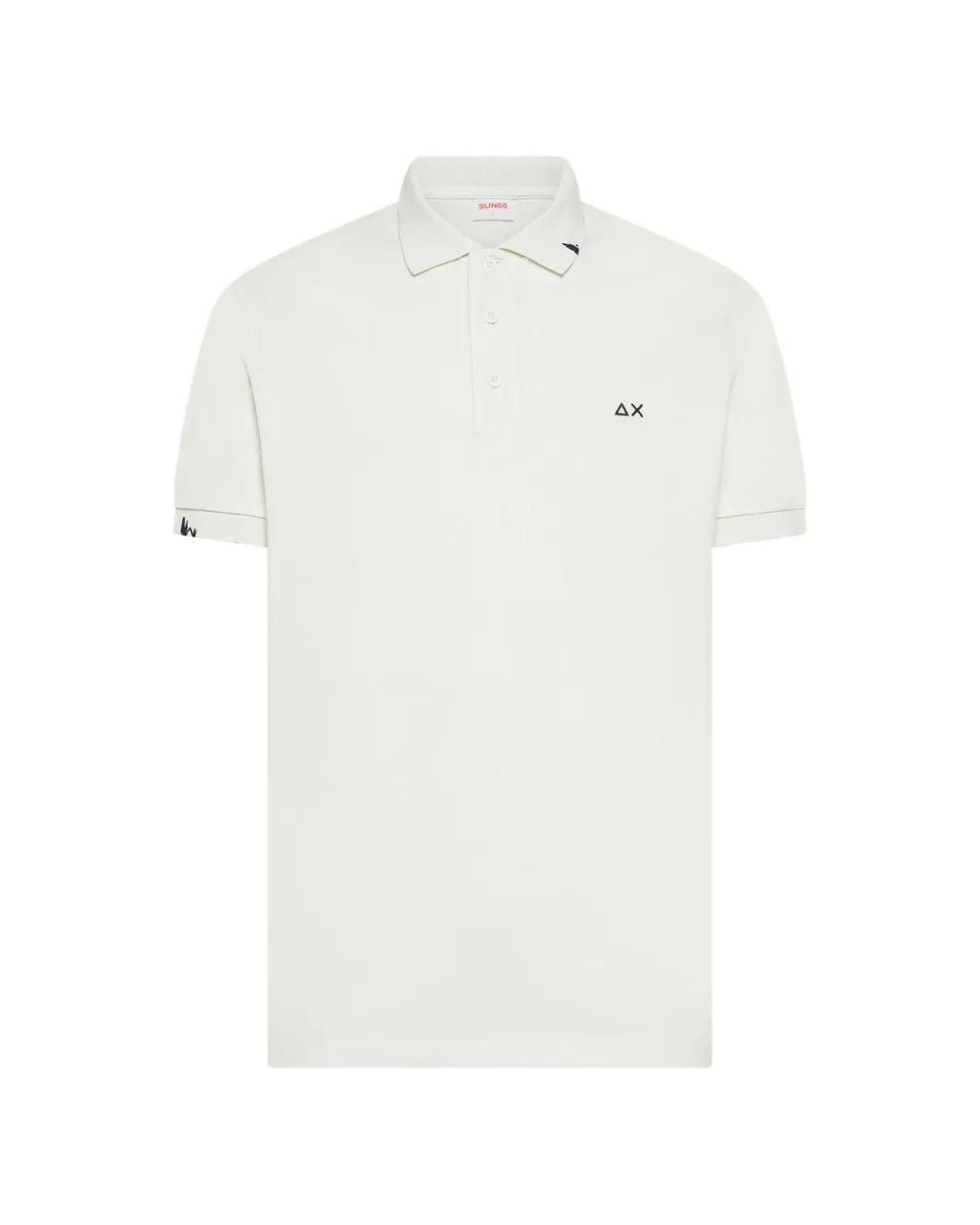 Sun 68 White Logo-Embroidered Cotton Polo Shirt for men