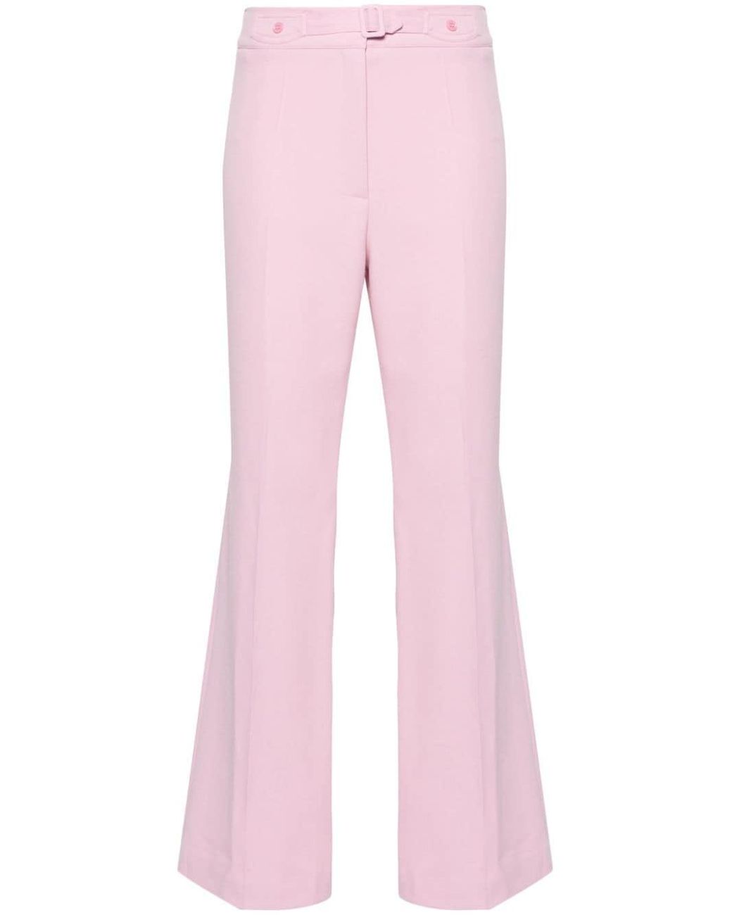 ASOS DESIGN belted tapered linen trousers in pink - ShopStyle