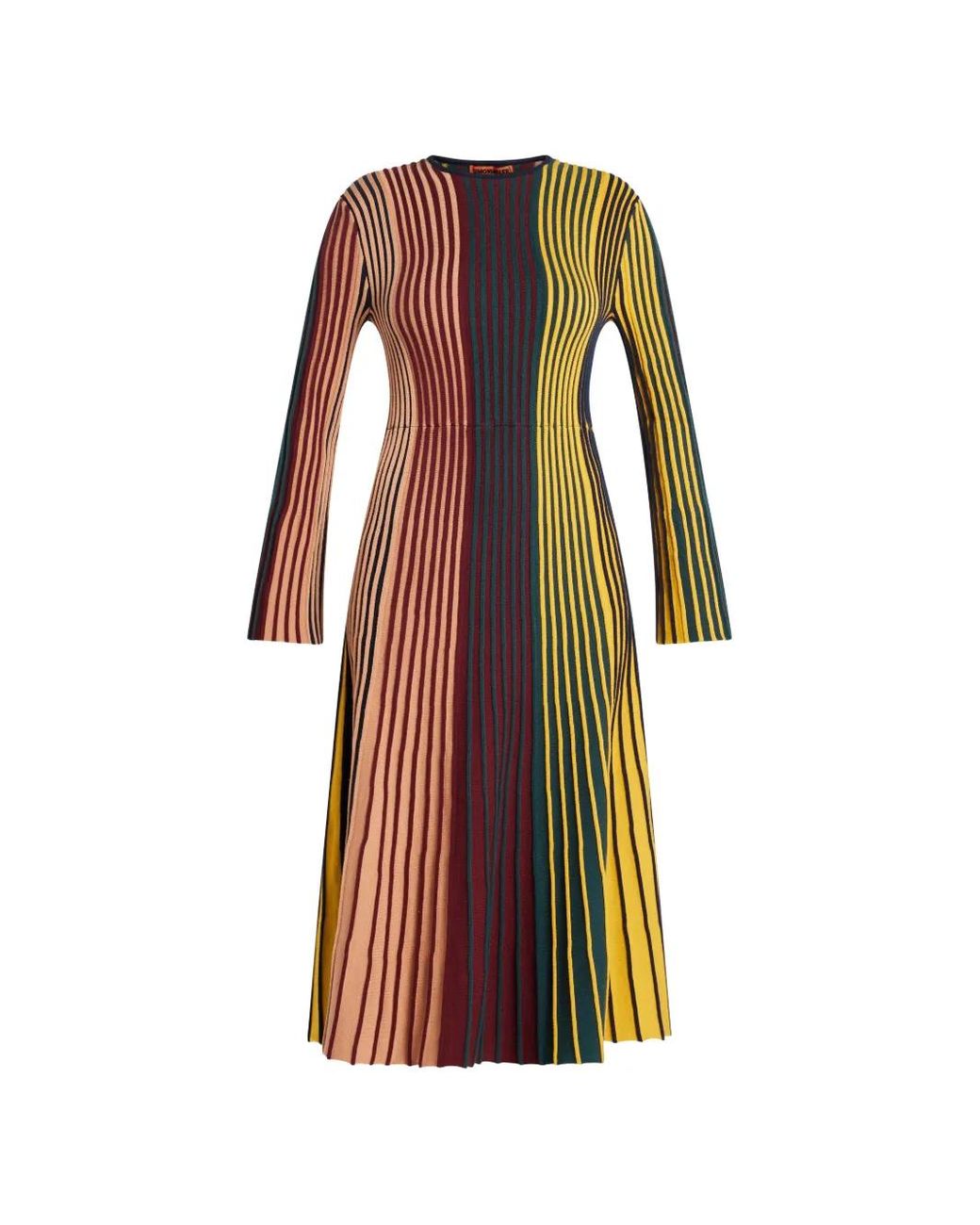Simon Miller Celia Striped Long-Sleeve Midi Dress in Red | Lyst