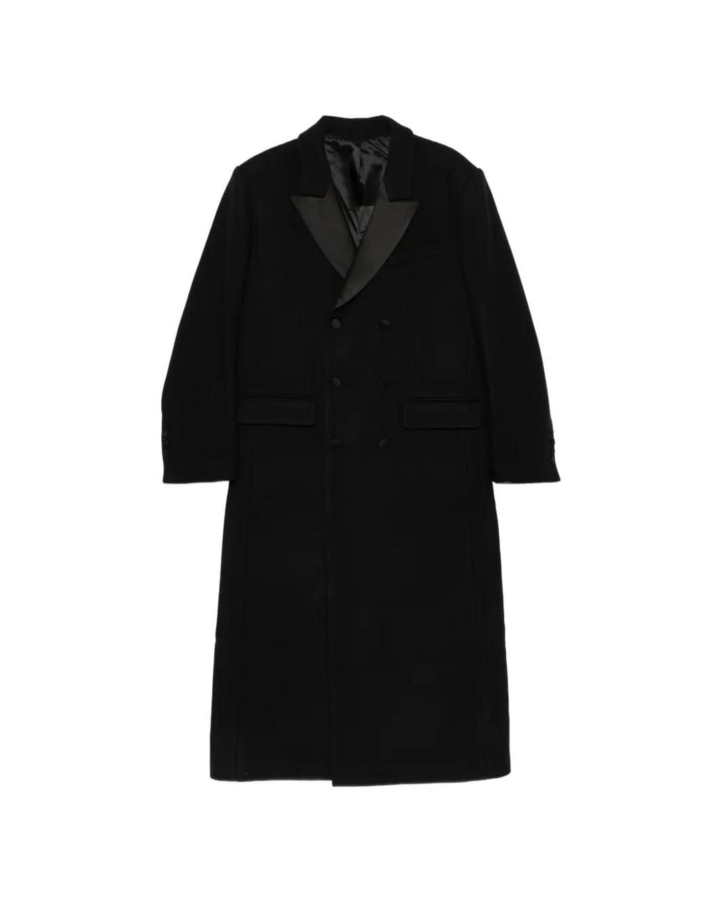 Ernest W. Baker Black Double-Breasted Peak-Lapels Coat for men