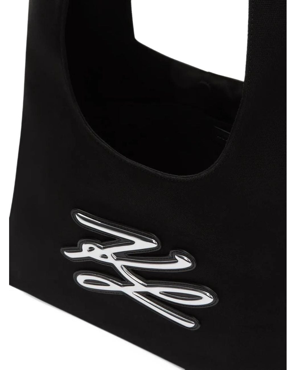 Karl Lagerfeld Black Medium K/Autograph Logo-Detail Shoulder Bag
