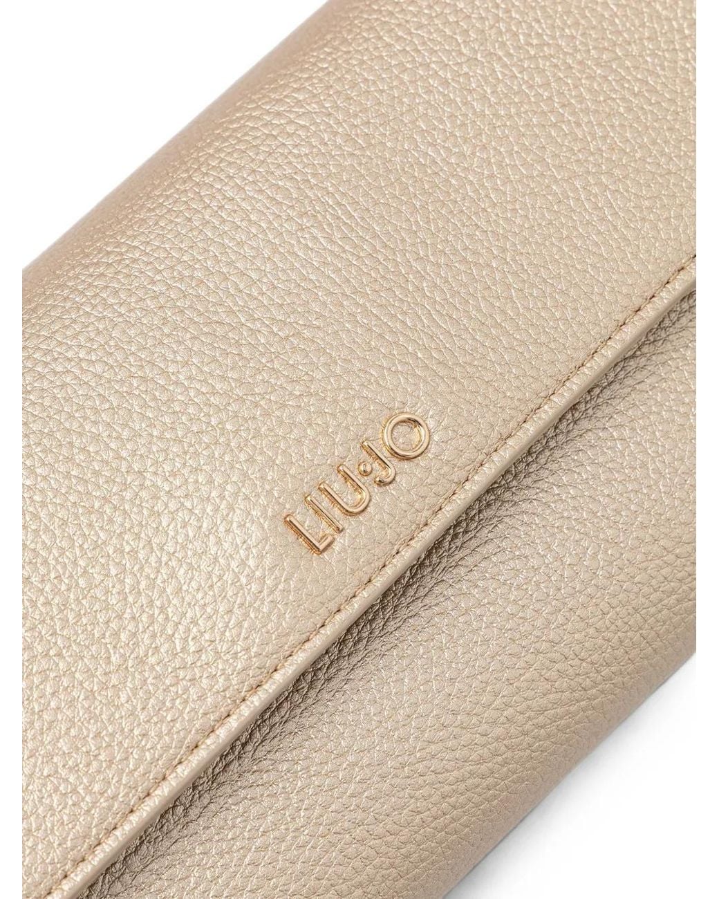 Liu Jo Natural Grained-Effect Logo-Plaque Clutch Bag