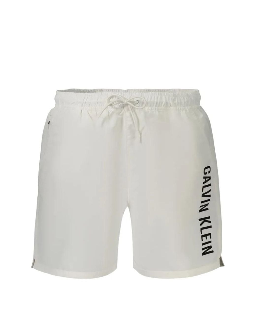 Calvin Klein White Logo-Print Drawstring Swim Shorts for men