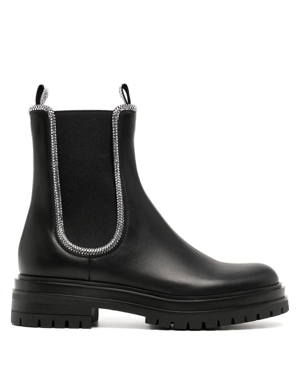 Gianvito Rossi Black Crystal Chester Ankle Boots