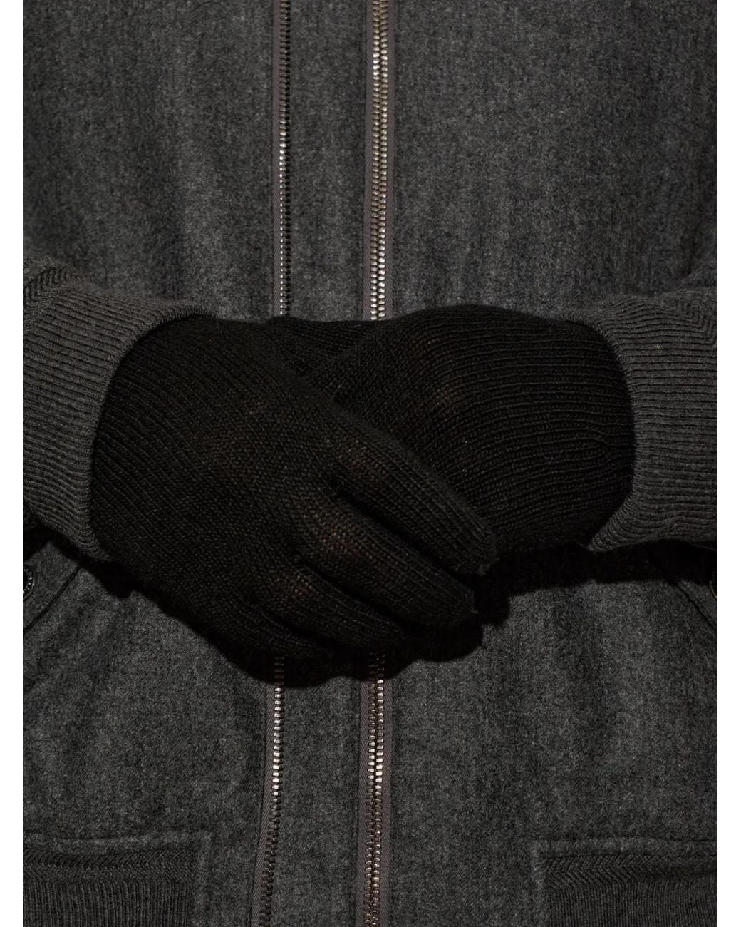 Moschino Black Logo-Patch Knitted Gloves