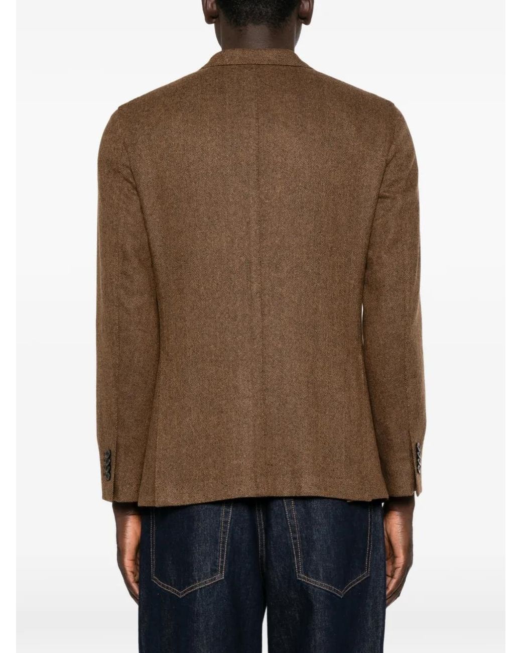 Boglioli Brown Herringbone Wool Blazer for men