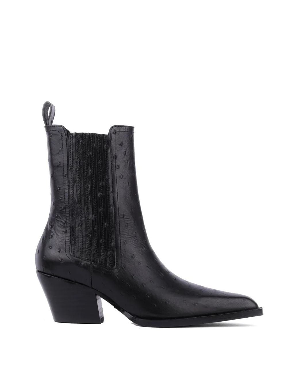 Lola Cruz Black Solenne Ostrich-Effect Leather Boots