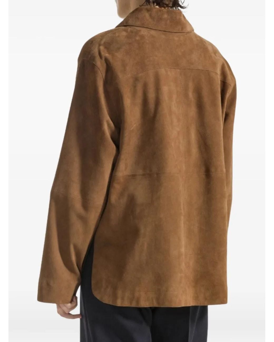 Seventy Brown Suede-Finish Button-Up Jacket
