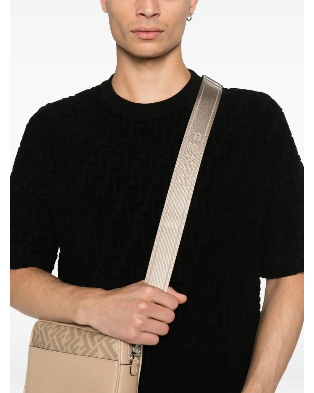 Fendi Black Zucca Sponge' T-Shirt for men