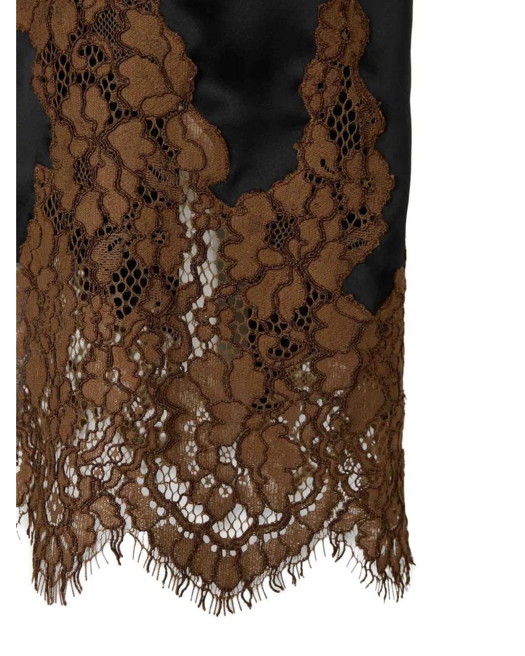 Dorothee Schumacher Black Shiny Statement Lace-Trim Spaghetti-Strap Midi Dress