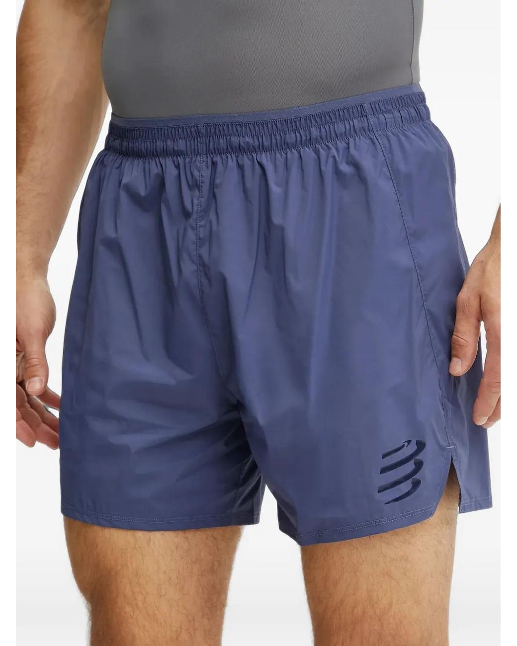 Compressport Blue Logo-Print Elasticated-Waist Shorts for men