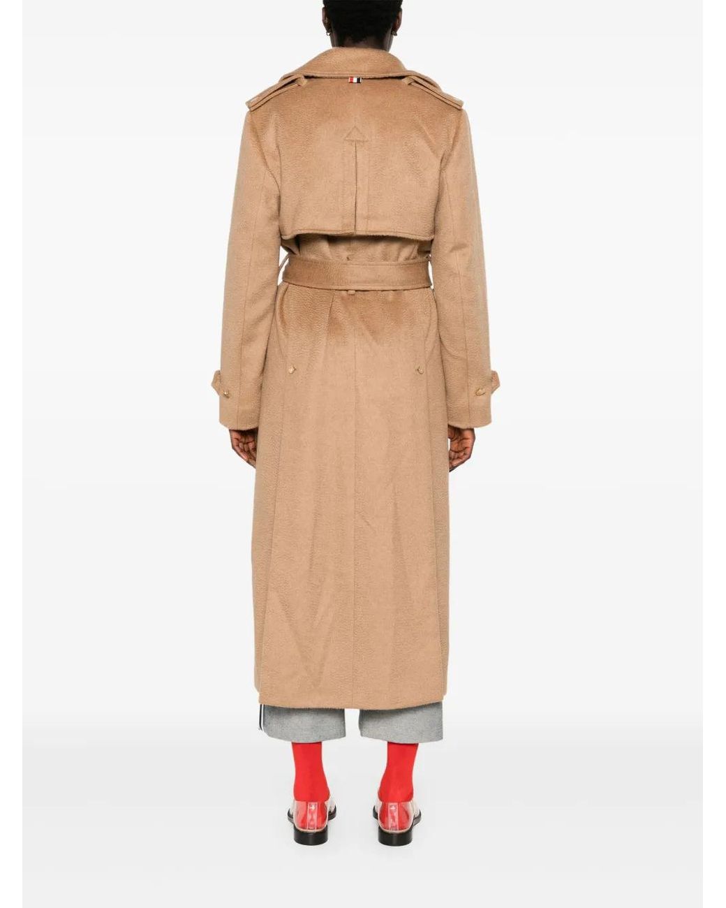 Thom Browne Natural Double-Breasted Coat