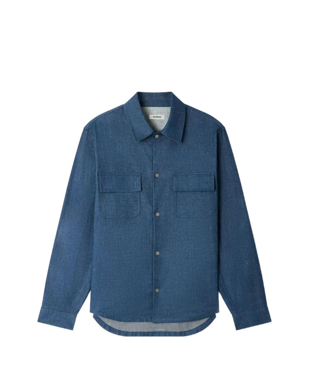 Sandro Blue Denim-Effect Cotton And Linen Shirt for men