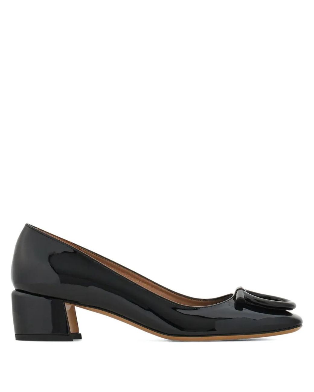 Ferragamo Black Gancini Square-Toe Pumps