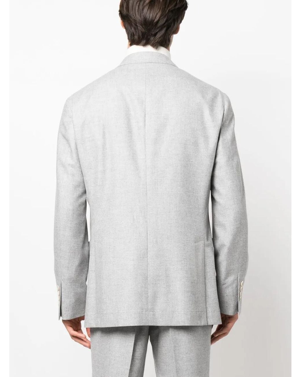 Brunello Cucinelli Gray Double Breasted Wool Blazer for men