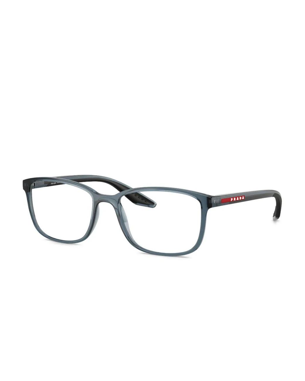 Prada Linea Rossa Blue Rectangle-Frame Glasses for men