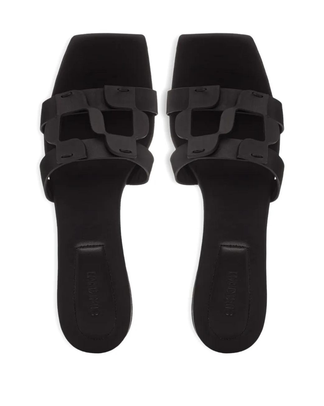Jonathan Simkhai Black Monogram-Detail Flat Sandals
