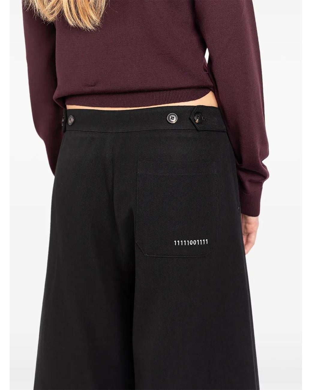 Societe Anonyme Black Breton Button-Detail Cropped Trousers
